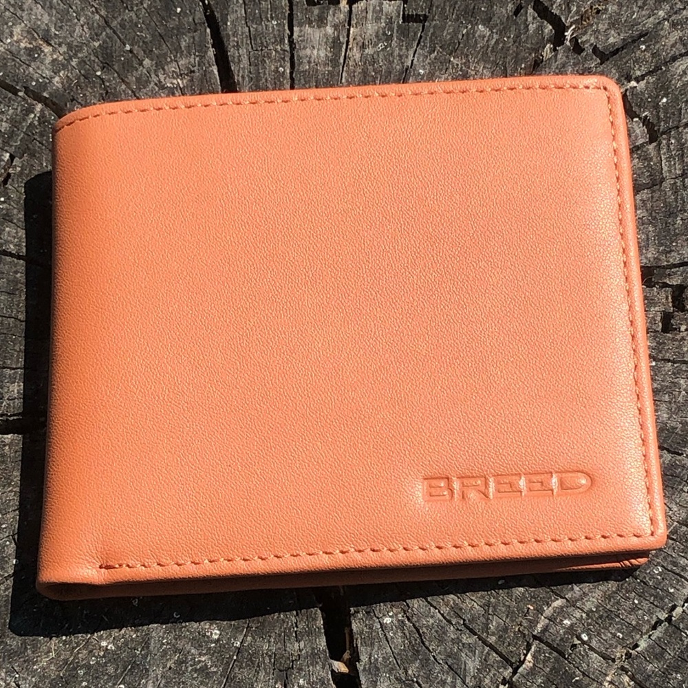 BREED embossed Bifold Wallet in cognac/ brandy